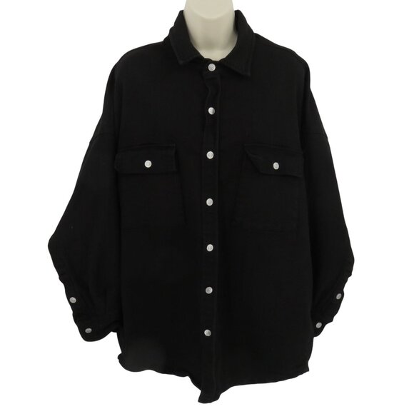 Frank & Eileen Women XS/S Mcloughlin Black Button Front Shacket Shirt Jacket